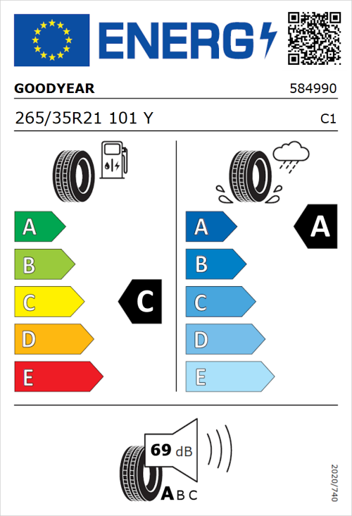 Tyre Label for Goodyear Eagle F1 Asymmetric 6 265/35R21 101Y